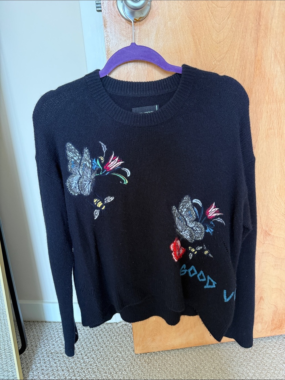 Zadig & Voltaire navy Embroidered Butterfly Crewneck Sweater